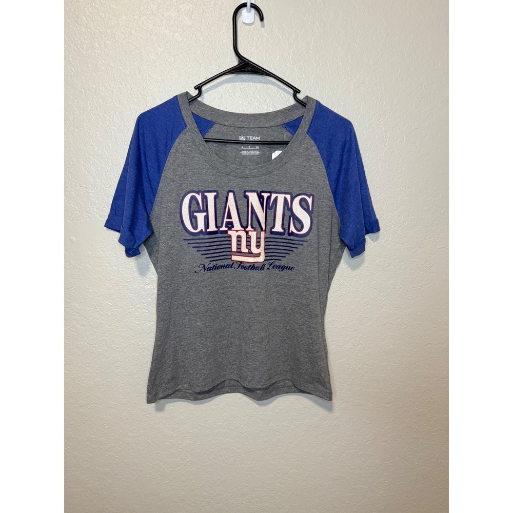 New York Giants NFL Team Apparel T-Shirt Women's Gray Blue Short Sleeve